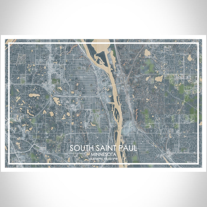 South Saint Paul Minnesota Map Print Landscape Orientation in Afternoon Style With Shaded Background