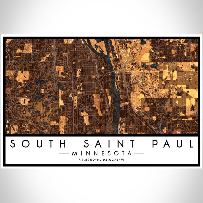 South Saint Paul Minnesota Map Print Landscape Orientation in Ember Style With Shaded Background