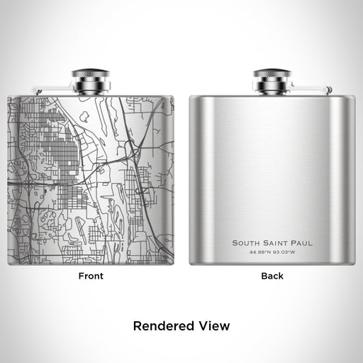 Rendered View of South Saint Paul Minnesota Map Engraving on 6oz Stainless Steel Flask