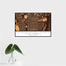 16x24 Southside Historic District Fort Worth Map Print Landscape Orientation in Ember Style With Tropical Plant Leaves in Water