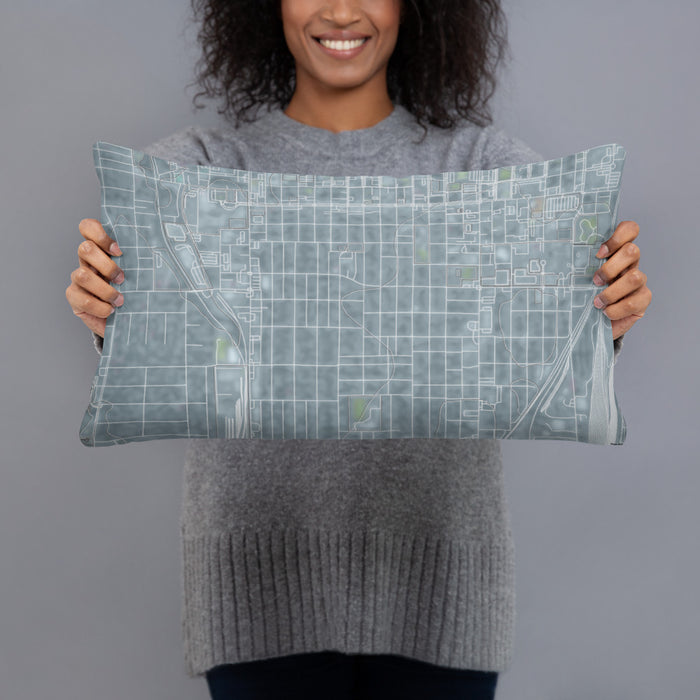 Person holding 20x12 Custom Southside Historic District Fort Worth Map Throw Pillow in Afternoon