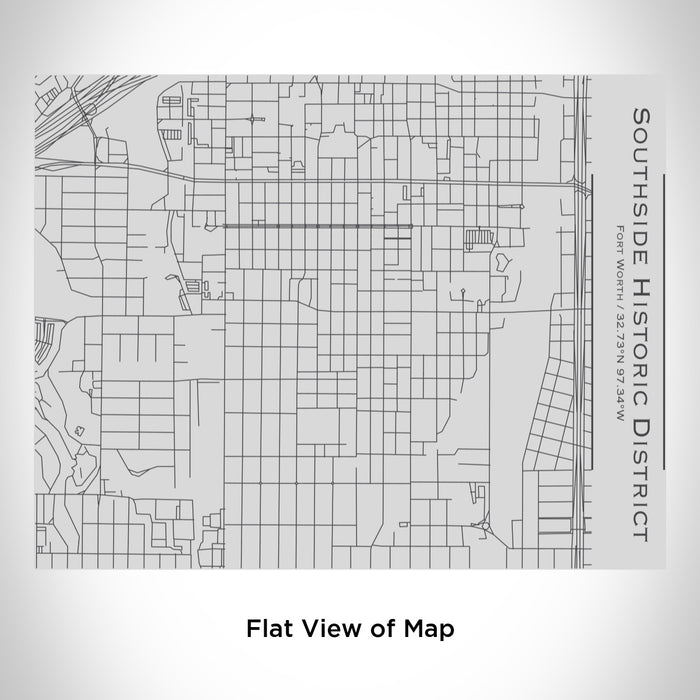 Rendered View of Southside Historic District Fort Worth Map Engraving on 20oz Stainless Steel Insulated Bottle with Bamboo Top