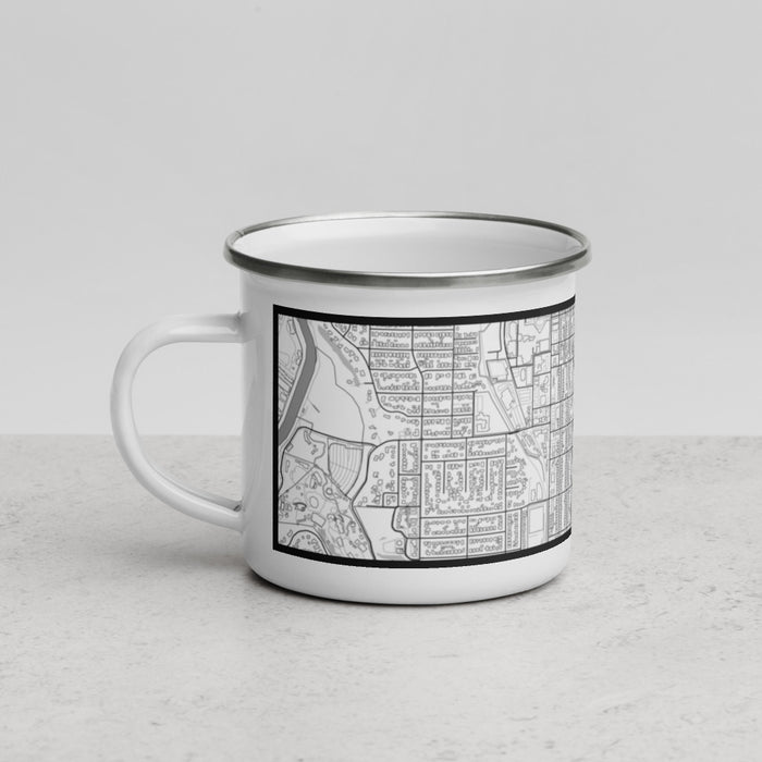 Left View Custom Southside Historic District Fort Worth Map Enamel Mug in Classic