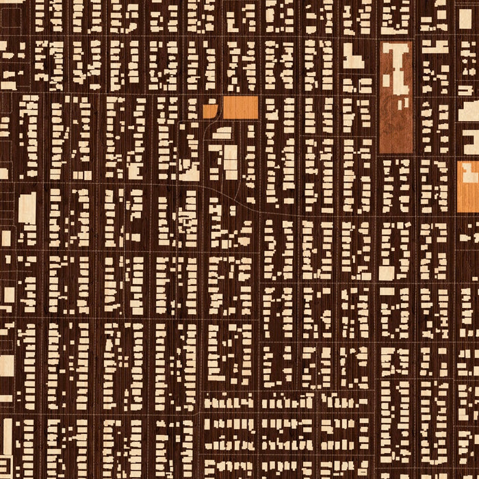 Southside Historic District Fort Worth Map Print in Ember Style Zoomed In Close Up Showing Details