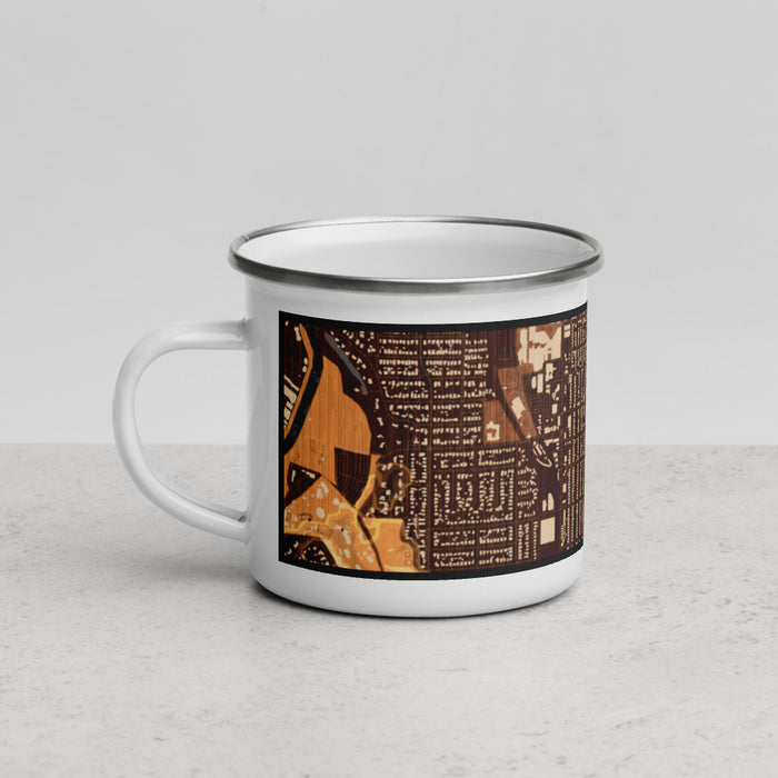 Left View Custom Southside Historic District Fort Worth Map Enamel Mug in Ember