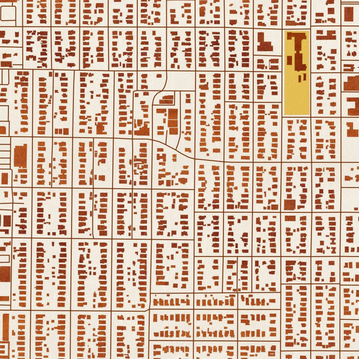 Southside Historic District Fort Worth Map Print in Woodblock Style Zoomed In Close Up Showing Details