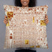 Person holding 22x22 Custom Southside Historic District Fort Worth Map Throw Pillow in Woodblock