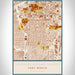 Southside Historic District Fort Worth Map Print Portrait Orientation in Woodblock Style With Shaded Background