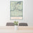24x36 South Yuba River CA State Park Map Print Portrait Orientation in Woodblock Style Behind 2 Chairs Table and Potted Plant