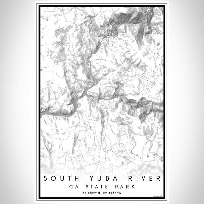 South Yuba River CA State Park Map Print Portrait Orientation in Classic Style With Shaded Background