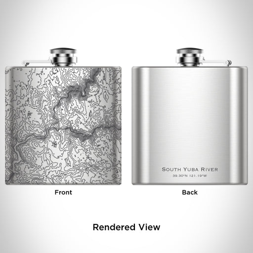Rendered View of South Yuba River CA State Park Map Engraving on 6oz Stainless Steel Flask