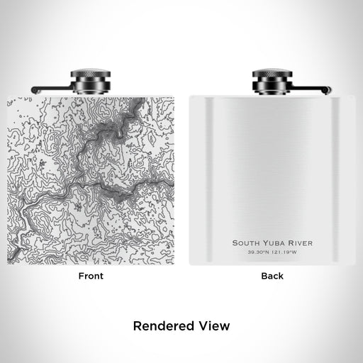 Rendered View of South Yuba River CA State Park Map Engraving on 6oz Stainless Steel Flask in White