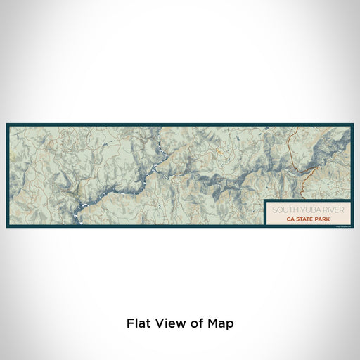 Flat View of Map Custom South Yuba River CA State Park Map Enamel Mug in Woodblock