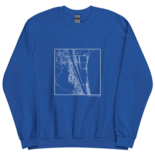 Space Coast Florida  Map Unisex Crewneck Sweater with City inscription in Royal Blue