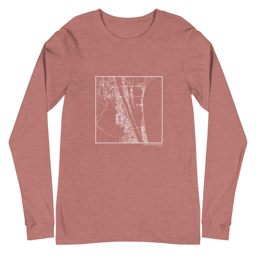 Space Coast Florida  Map Unisex Long-Sleeve T-shirt with City inscription in Heather Mauve