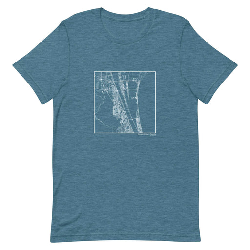 Space Coast Florida  Map Unisex T-Shirt with City inscription in Heather Teal