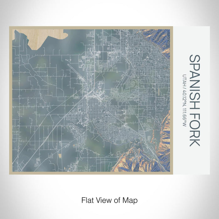Rendered View of Spanish Fork Utah Map on 20oz Stainless Steel Insulated Bottle with Bamboo Top with printed afternoon style map