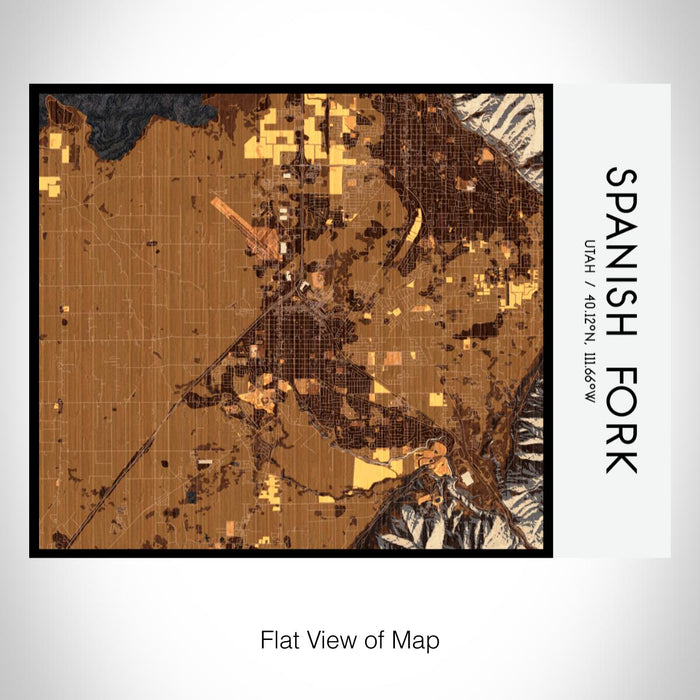 Rendered View of Spanish Fork Utah Map on 20oz Stainless Steel Insulated Bottle with Bamboo Top with printed ember style map