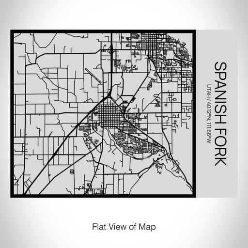 Rendered View of Spanish Fork Utah Map on 20oz Stainless Steel Insulated Bottle with Bamboo Top with printed Tactile Lines Map in Black