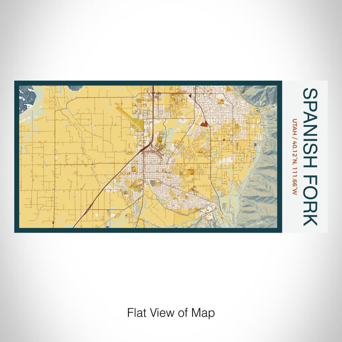 Rendered View of Spanish Fork Utah Map on 17oz Stainless Steel Insulated Bottle with printed woodblock style map