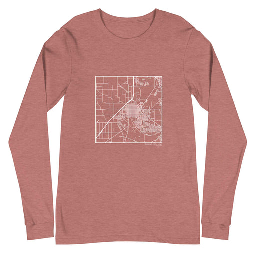 Spanish Fork Utah  Map Unisex Long-Sleeve T-shirt with City inscription in Heather Mauve