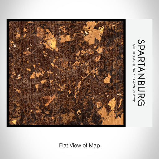 Rendered View of Spartanburg South Carolina Map on 20oz Stainless Steel Insulated Bottle with Bamboo Top with printed ember style map