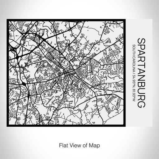 Rendered View of Spartanburg South Carolina Map on 20oz Stainless Steel Insulated Bottle with Bamboo Top in Matte White with printed Tactile Lines Map in Black