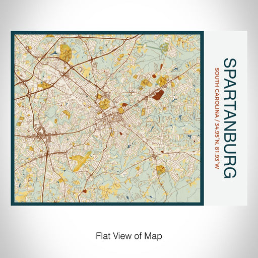 Rendered View of Spartanburg South Carolina Map on 20oz Stainless Steel Insulated Bottle with Bamboo Top with printed woodblock style map