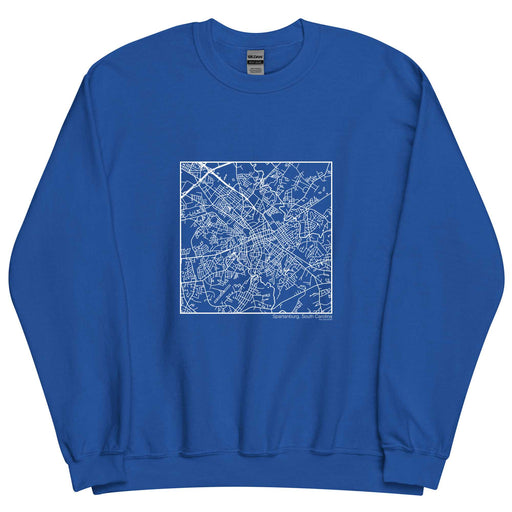 Spartanburg South Carolina  Map Unisex Crewneck Sweater with City inscription in Royal Blue