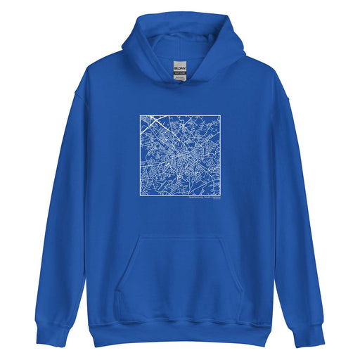 Spartanburg South Carolina  Map Unisex Hoodie Sweater with City inscription in Royal Blue
