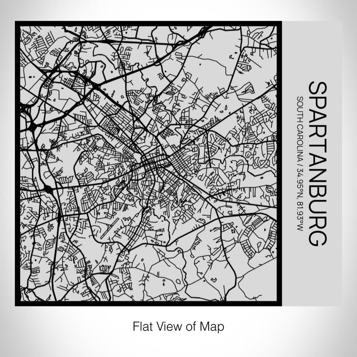 Rendered View of Spartanburg South Carolina Map on 17oz Stainless Steel Insulated Tumbler in Tactile Lines with Succulent in Background