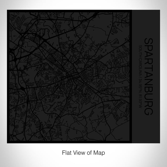 Rendered View of Spartanburg South Carolina Map on 17oz Stainless Steel Insulated Tumbler in Matte Black with Tactile Lines