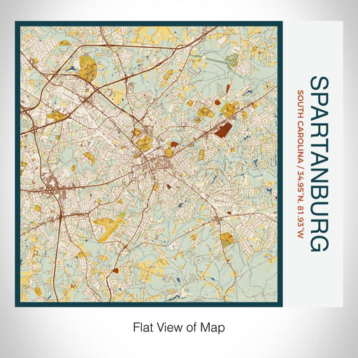 Rendered View of Spartanburg South Carolina Map on 17oz Stainless Steel Insulated Tumbler in Woodblock Map Style