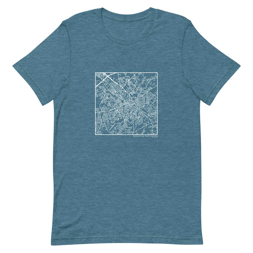 Spartanburg South Carolina  Map Unisex T-Shirt with City inscription in Heather Teal
