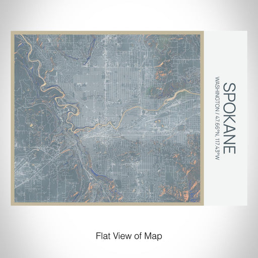 Rendered View of Spokane Washington Map on 20oz Stainless Steel Insulated Bottle with Bamboo Top with printed afternoon style map