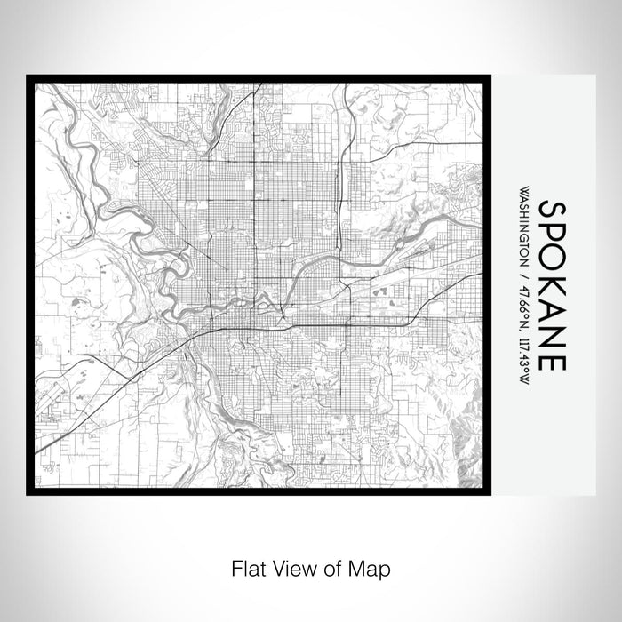Rendered View of Spokane Washington Map on 20oz Stainless Steel Insulated Bottle with Bamboo Top with printed classic style map