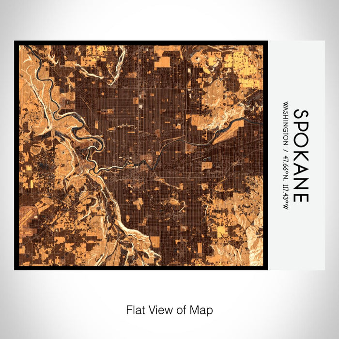 Rendered View of Spokane Washington Map on 20oz Stainless Steel Insulated Bottle with Bamboo Top with printed ember style map