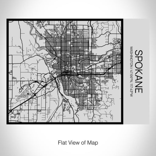 Rendered View of Spokane Washington Map on 20oz Stainless Steel Insulated Bottle with Bamboo Top with printed Tactile Lines Map in Black