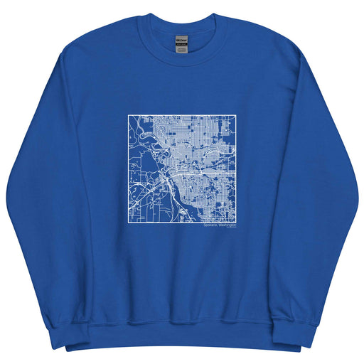 Spokane Washington  Map Unisex Crewneck Sweater with City inscription in Royal Blue
