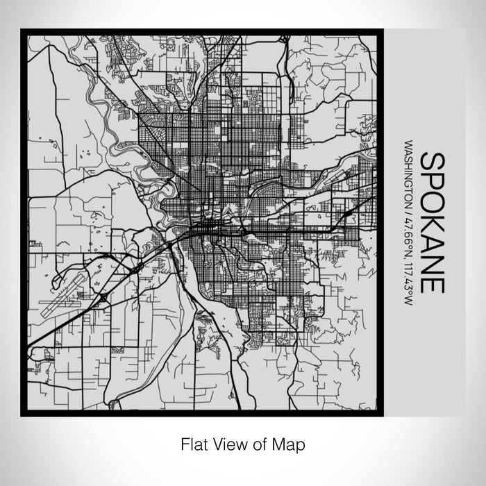 Rendered View of Spokane Washington Map on 17oz Stainless Steel Insulated Tumbler in Tactile Lines with Succulent in Background