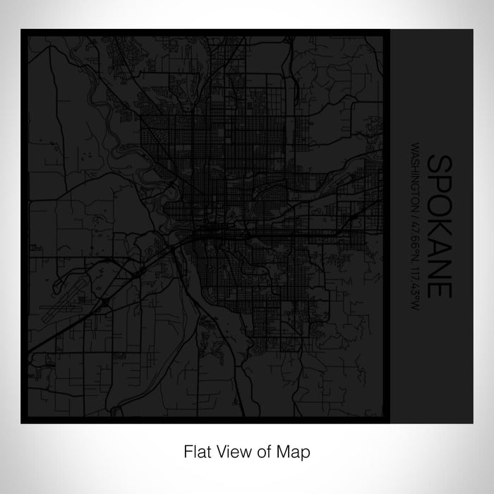 Rendered View of Spokane Washington Map on 17oz Stainless Steel Insulated Tumbler in Matte Black with Tactile Lines