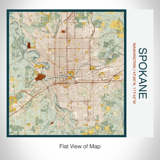 Rendered View of Spokane Washington Map on 17oz Stainless Steel Insulated Tumbler in Woodblock Map Style