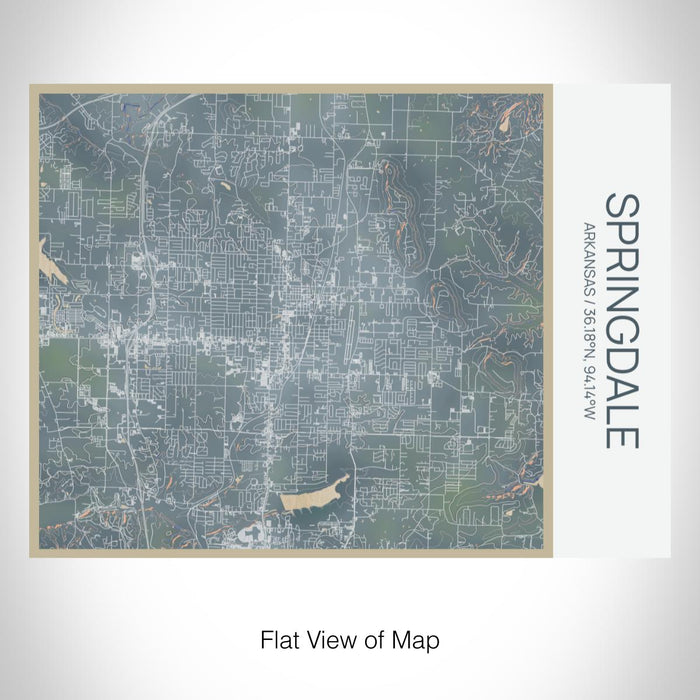 Rendered View of Springdale Arkansas Map on 20oz Stainless Steel Insulated Bottle with Bamboo Top with printed afternoon style map