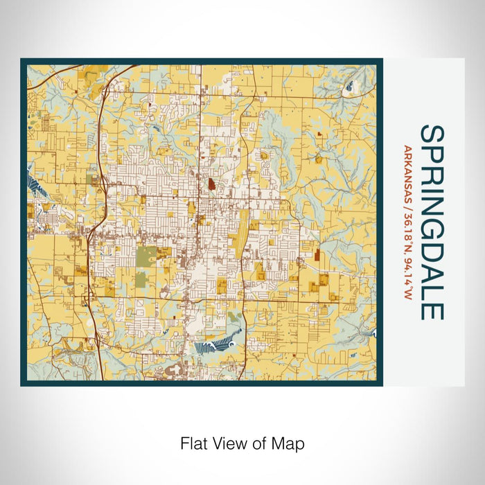 Rendered View of Springdale Arkansas Map on 20oz Stainless Steel Insulated Bottle with Bamboo Top with printed woodblock style map
