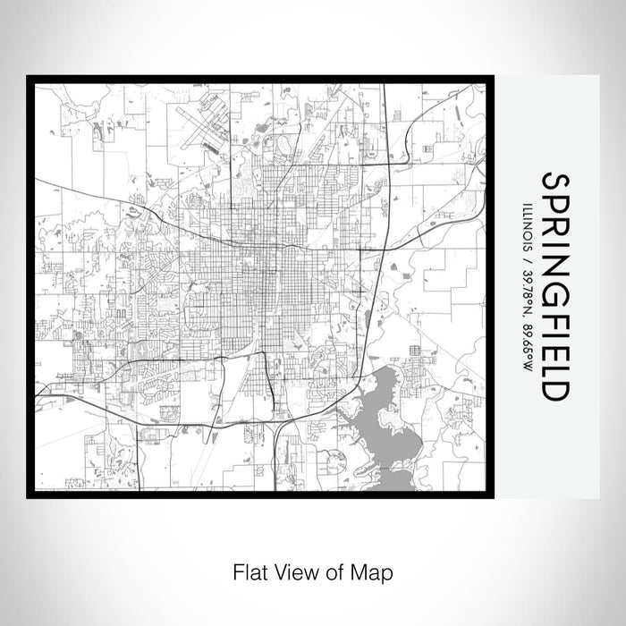 Rendered View of Springfield Illinois Map on 20oz Stainless Steel Insulated Bottle with Bamboo Top with printed classic style map