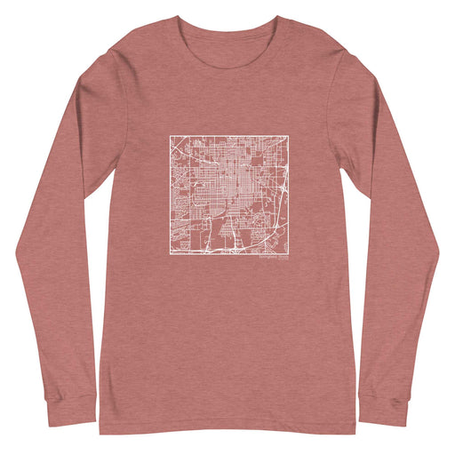 Springfield Illinois  Map Unisex Long-Sleeve T-shirt with City inscription in Heather Mauve