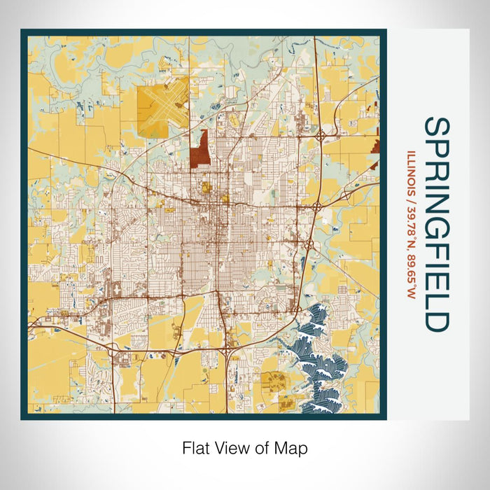 Rendered View of Springfield Illinois Map on 17oz Stainless Steel Insulated Tumbler in Woodblock Map Style