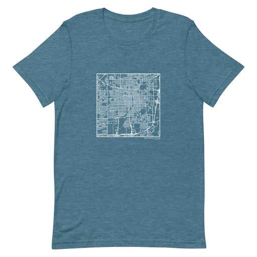 Springfield Illinois  Map Unisex T-Shirt with City inscription in Heather Teal