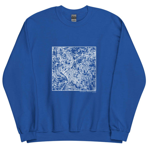 Springfield Massachusetts  Map Unisex Crewneck Sweater with City inscription in Royal Blue