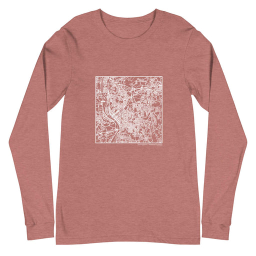 Springfield Massachusetts  Map Unisex Long-Sleeve T-shirt with City inscription in Heather Mauve